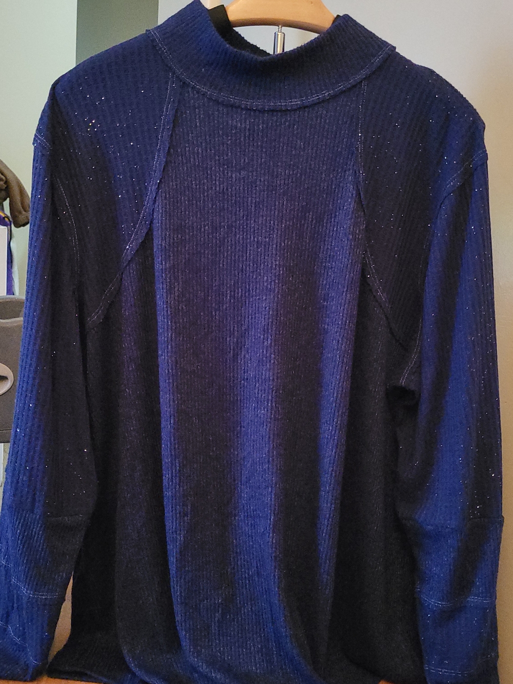 Maurices Navy Sparkle Ribbed Turtleneck Sweater